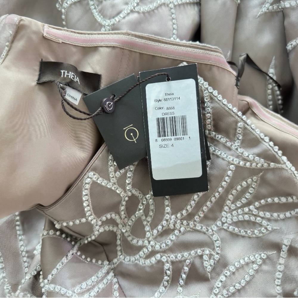 Theia Women's Pamela Embellished Mikado Strapless High Low Evening Gown Size 4 - Picture 13 of 15